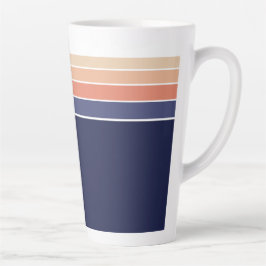 Retro blauw en perzik gestreept latte mok