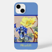 Retro Blauw Geel Alpine Gentins Botanische Kunst Case-Mate iPhone Case (Achterkant)