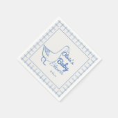 Retro Blauw Gekke Gans Hand getrokken Baby Boy Sho Servet (Hoek)