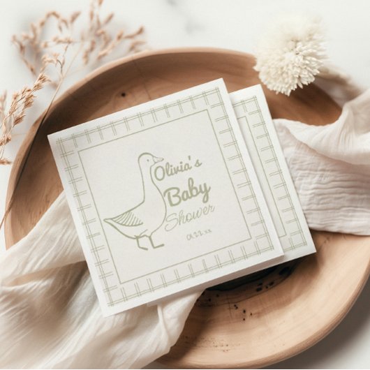 Retro Blauw Gekke Gans Hand getrokken Baby Boy Sho Servet