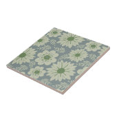 Retro Blauw Groen Bloemen Tegeltje (Zijkant)