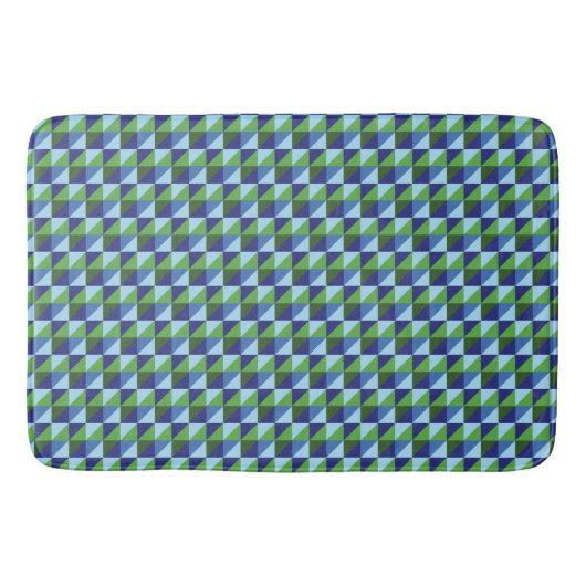Retro Blauw & Groen Geometrisch Driehoek Abstract Badmat (Voorkant)