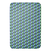 Retro Blauw & Groen Geometrisch Driehoek Abstract Badmat (Voorkant Verticaal)