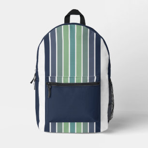 Retro blauw & groen surfboard gestreept bedrukte rugzak
