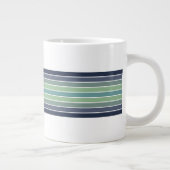 Retro blauw & groen surfboard gestreept extra grote beker (Rechts)