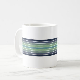 Retro blauw & groen surfboard gestreept koffiemok