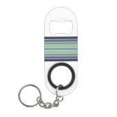 Retro blauw & groen surfboard gestreept mini flessenopener (Voorkant)