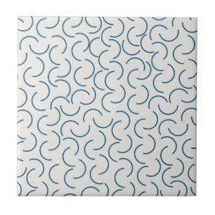 Retro Blauw Halve Cirkel Geometrisch Patroon Tegeltje