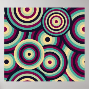 Retro blauw-paarse schijven, abstract patroon. poster