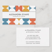 Retro  blauw sinaasappel geel MIDDEN EEUW MOD Visitekaartje (Voorkant / Achterkant)