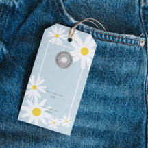 Retro Blauw & Wit Daisy Business Logo Prijs Hang