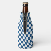 Retro blauw wit geruit geruit geruit flesjeskoeler (Fles Achterkant)