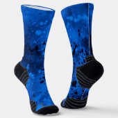 Retro Blauw & Zwarte Verf Splatter Sokken (Gebogen)