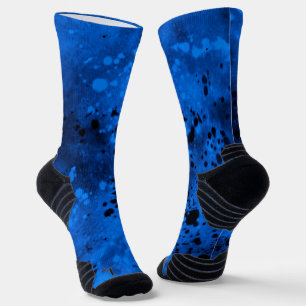 Retro Blauw & Zwarte Verf Splatter Sokken