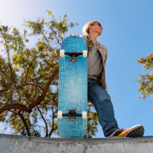 Retro Blauwdruk Skateboard Art
