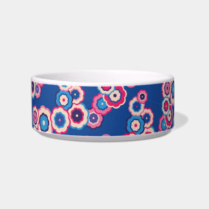 Retro Blauwe Bloemen Voerbakje