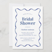 Retro Blauwe Bruids Douche Uitnodiging (Voorkant)