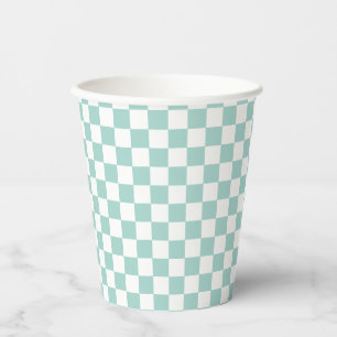 Retro blauwe check Skateboard twee rad 2e Verjaard Papieren Bekers