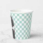 Retro blauwe check Skateboard twee rad 2e Verjaard Papieren Bekers (Links)