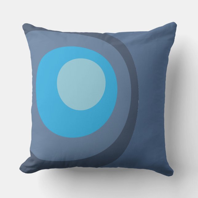 Retro Blauwe Cirkels Kussen (Voorkant)