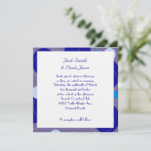 Retro Blauwe Cirkels Ovalen Royal Periwinkle Weddi Kaart (Staand voorkant)