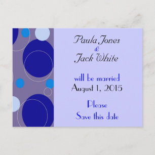 Retro blauwe cirkels & ovalen royal save the date aankondigingskaart