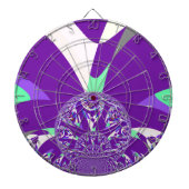 Retro Blauwe Cyaan Kaleidoscoop Art Print Dartbord (Voorkant)