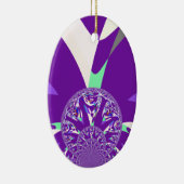 Retro Blauwe Cyaan Kaleidoscoop Art Print Keramisch Ornament (Rechts)