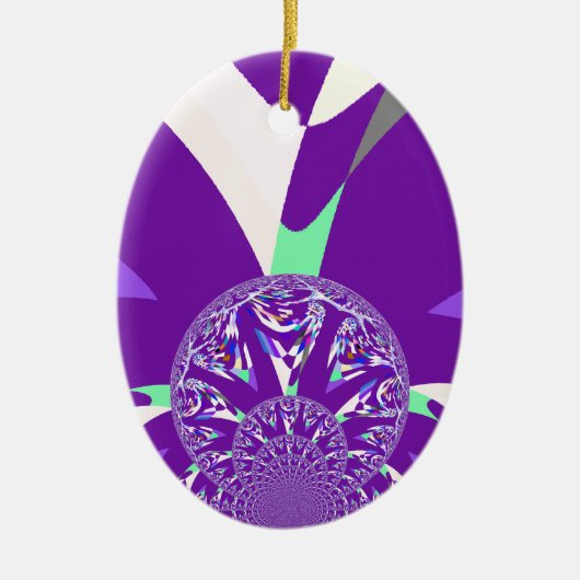 Retro Blauwe Cyaan Kaleidoscoop Art Print Keramisch Ornament (Voorkant)