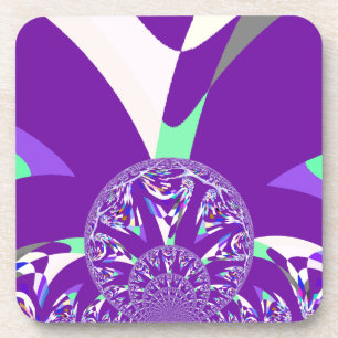 Retro Blauwe Cyaan Kaleidoscoop Art Print Onderzetter