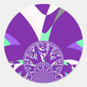 Retro Blauwe Cyaan Kaleidoscoop Art Print Ronde Sticker