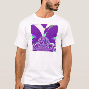Retro Blauwe Cyaan Kaleidoscoop Art Print T-shirt