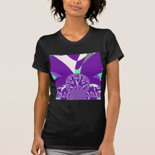 Retro Blauwe Cyaan Kaleidoscoop Art Print T-shirt