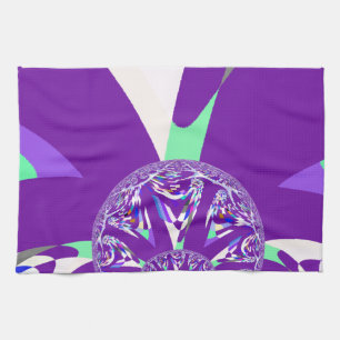 Retro Blauwe Cyaan Kaleidoscoop Art Print Theedoek