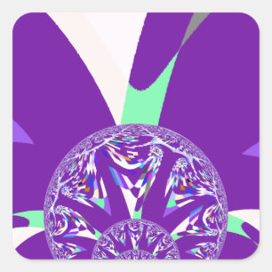 Retro Blauwe Cyaan Kaleidoscoop Art Print Vierkante Sticker