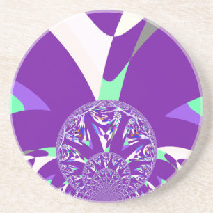 Retro Blauwe Cyaan Kaleidoscoop Art Print Zandsteen Onderzetter