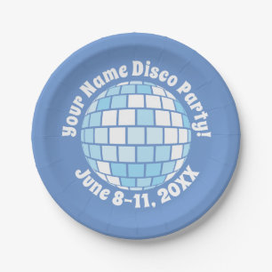 Retro Blauwe Disco Bal PERSOONLIJK Papieren Bordje
