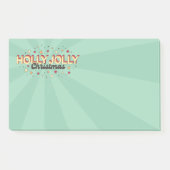 Retro blauwe flitskleur holly jolly kersttekst post-it® notes (Voorkant)