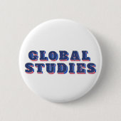 Retro blauwe letters globale studies ronde button 5,7 cm (Voorkant)