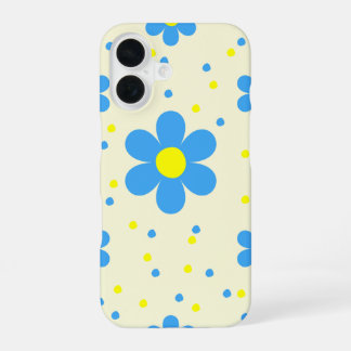 Retro blauwe madeliefjestelefoonhoes iPhone 16 hoesje