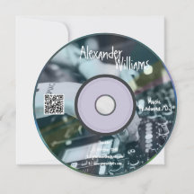 Retro Blauwe Muziekproducent CD DJ Visitekaartje