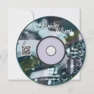 Retro Blauwe Muziekproducent CD DJ Visitekaartje Kaart