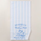 Retro blauwe schelpen & bruiloft bellen vrijgezell strandlaken (Voorkant)