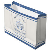 Retro Blauwe Schelpen & Trouwbellen Bachelorette Groot Cadeauzakje (Voorkant Gekanteld)