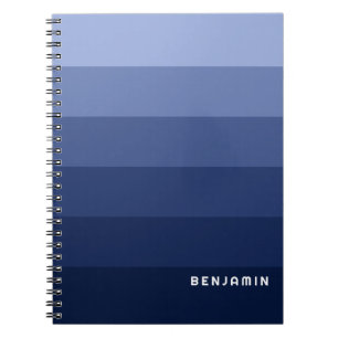 Retro blauwe strepen met eenvoudige schreefloze na notitieboek