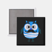 Retro blauwe Uil Magneet (Voorkant / Achterkant)