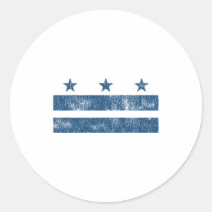 Retro Blauwe Washington Dc Vlag District Of Columb Ronde Sticker