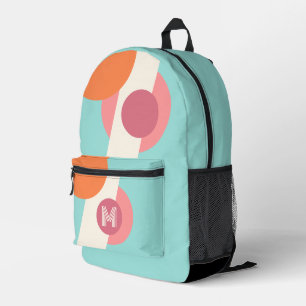 Retro Blauwgroen Aqua Blauw Groen Perzik Roze Sina Bedrukte Rugzak