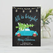 Retro Blauwgroen autostructuur en -verlichting all Feestdagenkaart (Staand voorkant)