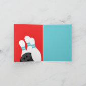 Retro Blauwgroen Blauw en Rood Bowlen Dank u Kaart (Binnen)